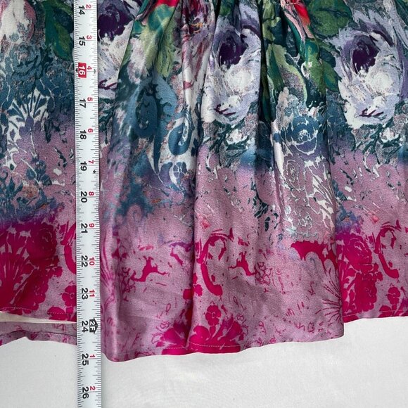 Sundance Samantha Silk Long Sleeve Boho Floral Pleated V-Neck Empire Top Women S - Picture 9 of 12